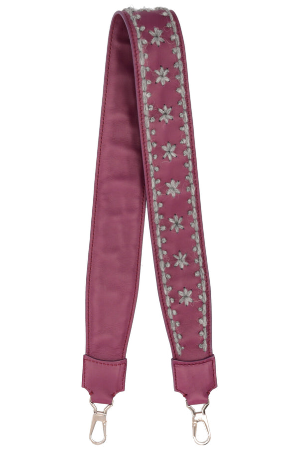 LORO PIANA Embroidered Strap Leather Purple