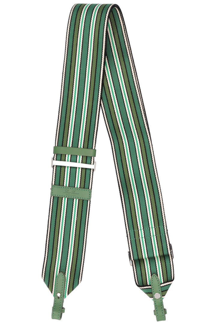 LORO PIANA Striped Canvas Strap Green