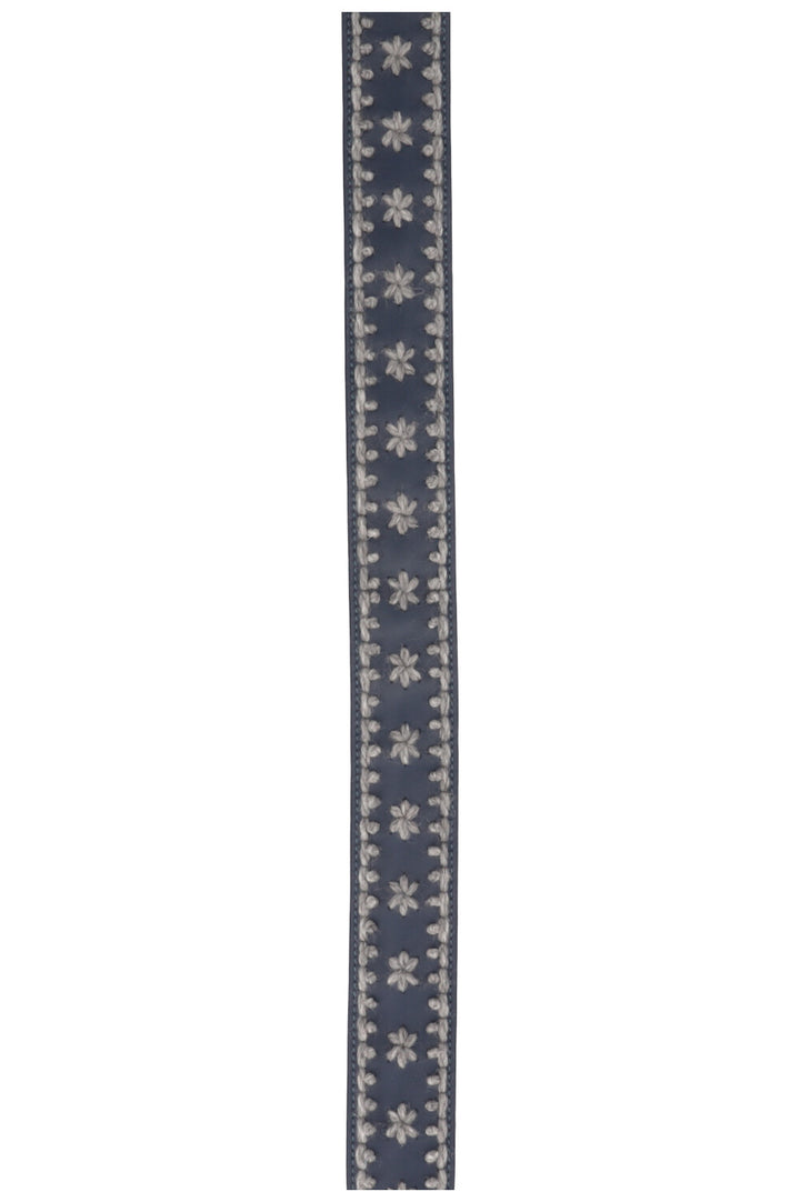 LORO PIANA Embroidered Strap Leather Petrol