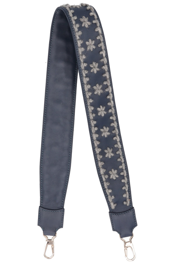 LORO PIANA Embroidered Strap Leather Petrol