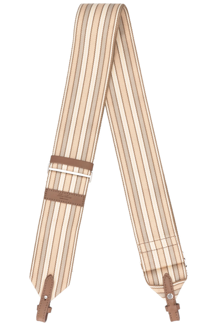 LORO PIANA Striped Canvas Strap Blush Grey