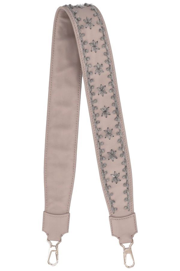 LORO PIANA Bracelet Brodé Cuir Gris