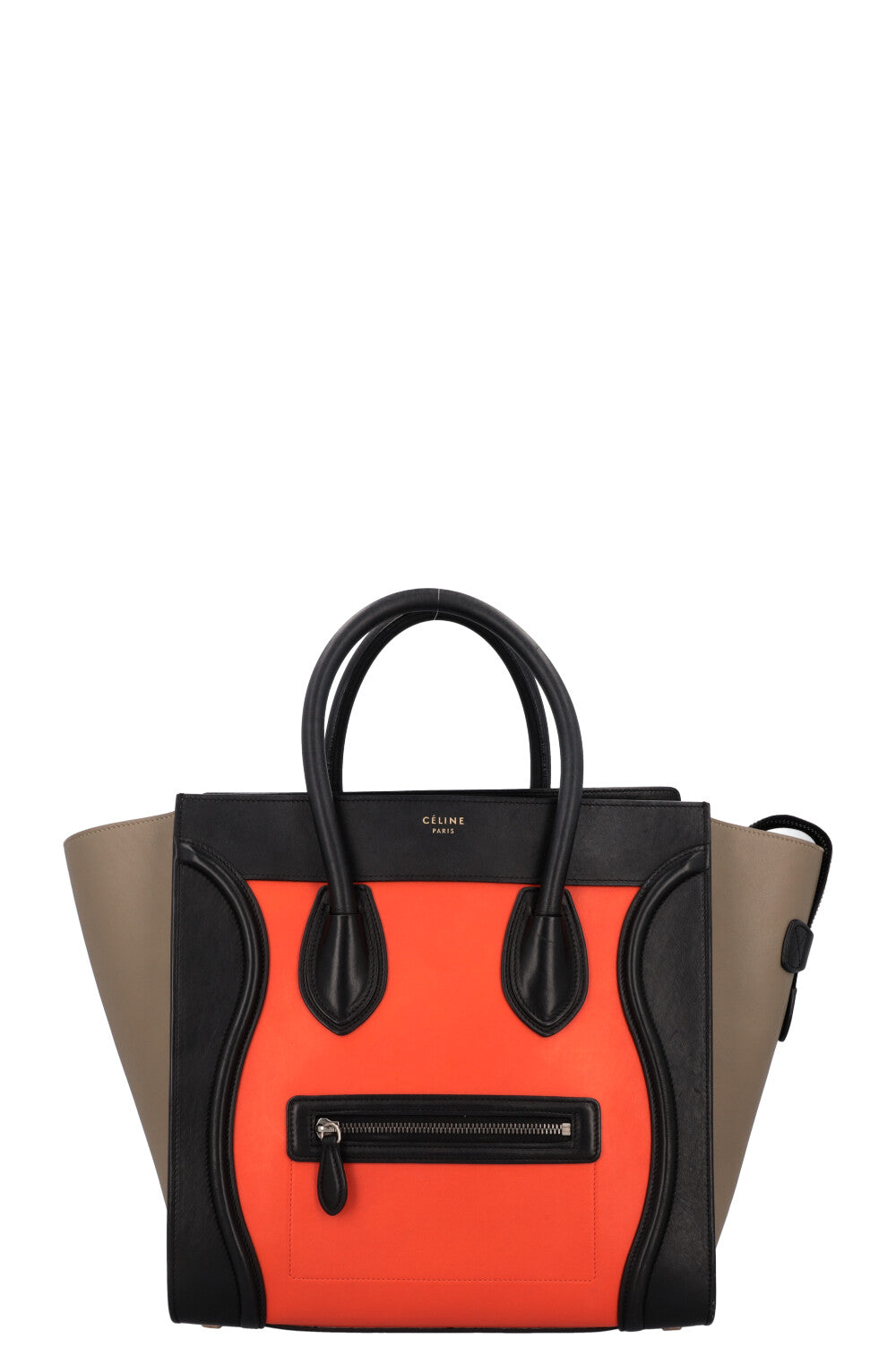 CÉLINE Mini Luggage Tricolor Black Orange Greyge