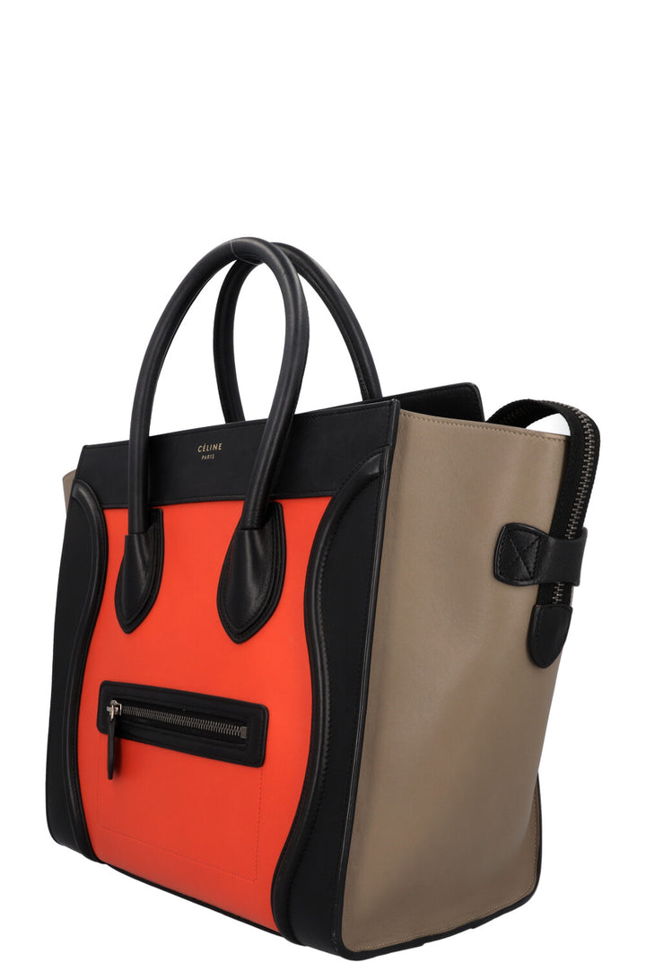 CÉLINE Mini Luggage Tricolor Black Orange Greyge