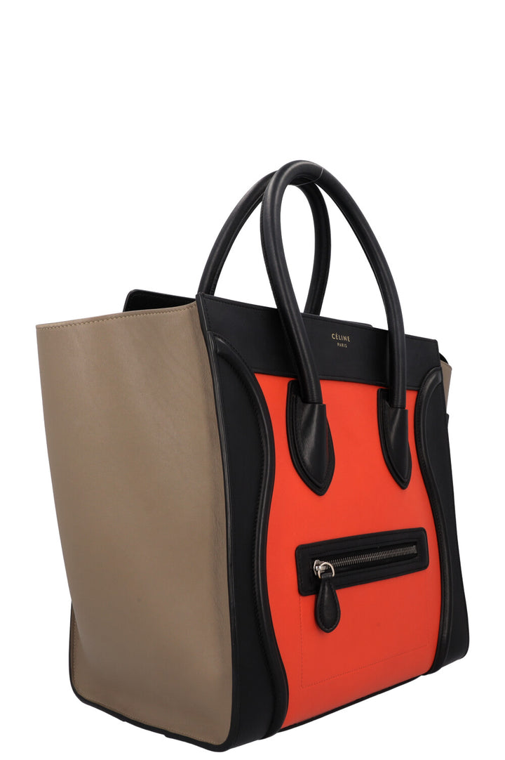 CÉLINE Mini Luggage Tricolor Black Orange Greyge