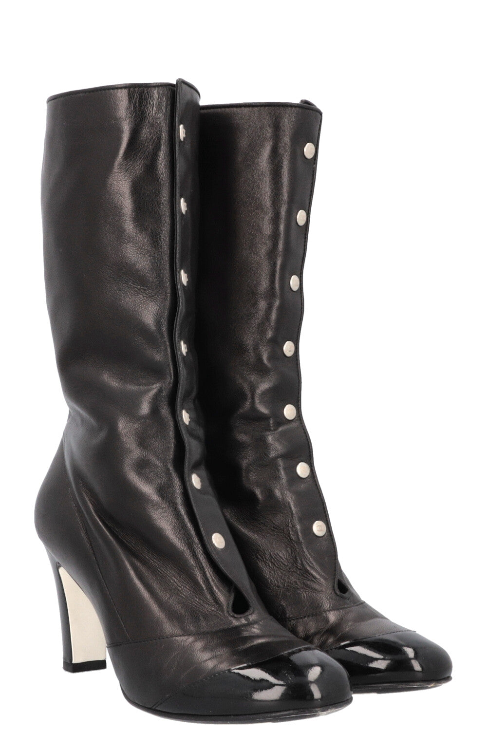 CHANEL Button Up Ankle Boots Black