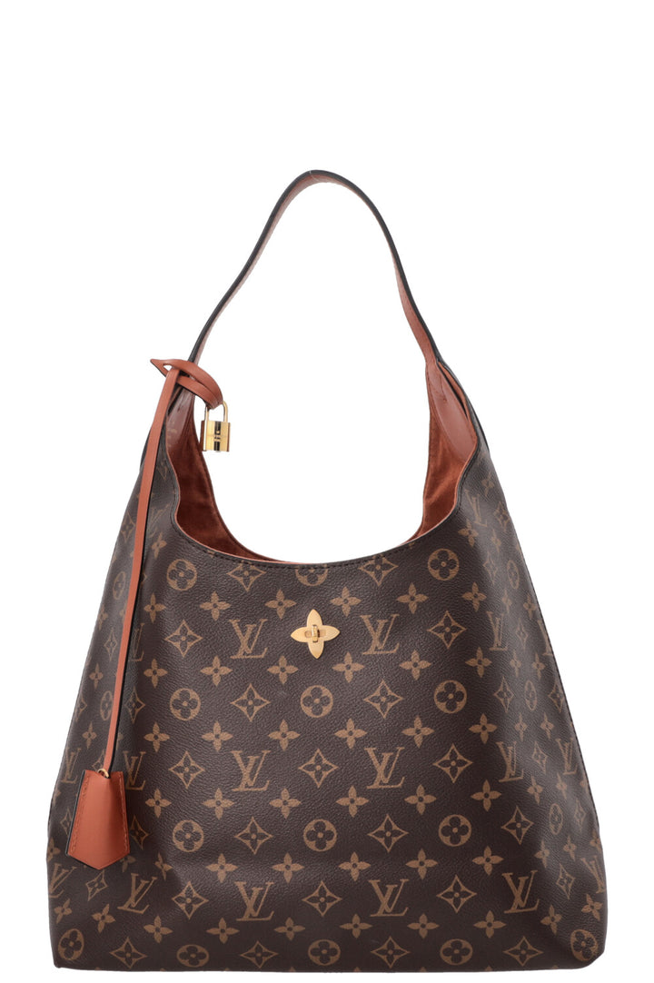 LOUIS VUITTON Flower Hobo Bag MNG Canvas