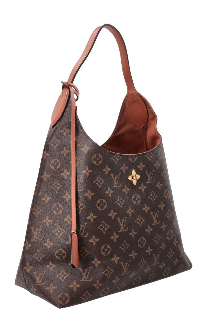 LOUIS VUITTON Flower Hobo Bag MNG Canvas
