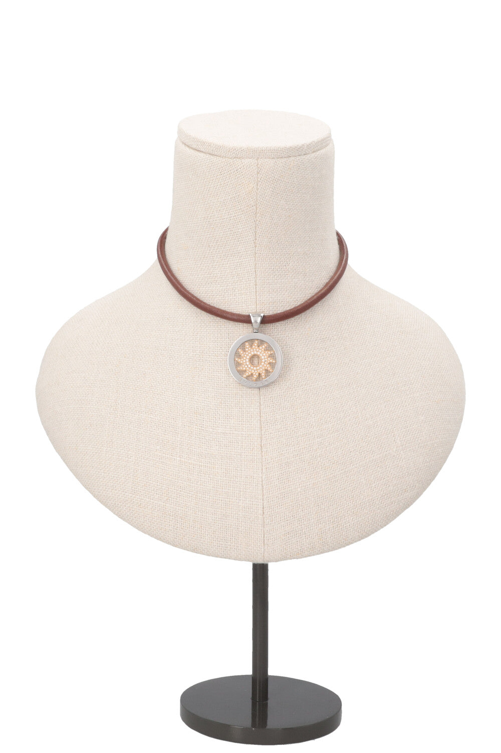 Collier ras-de-cou BVLGARI Tondo Sun en or jaune/blanc 18 carats et diamants