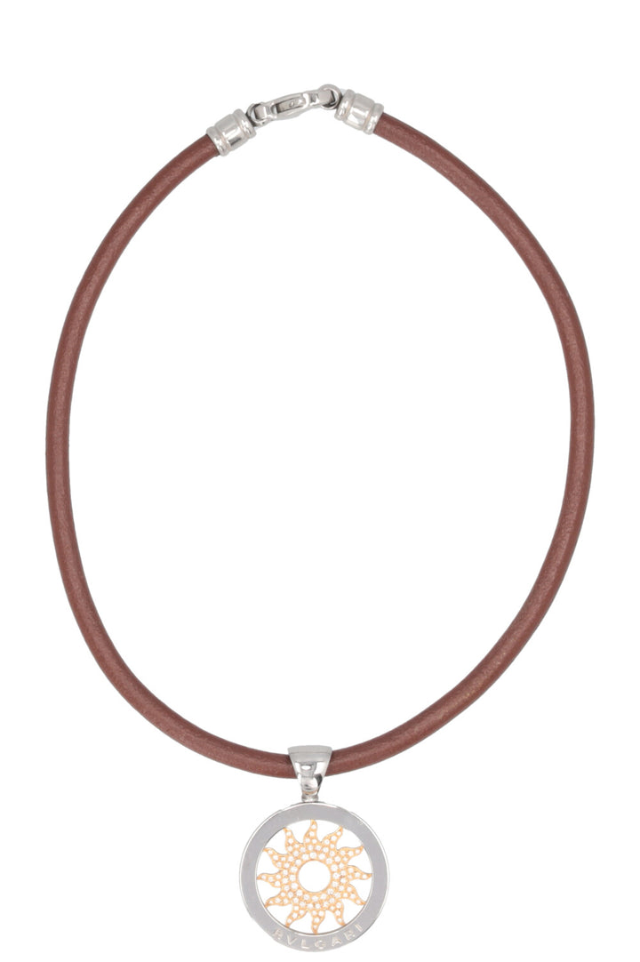 Collier ras-de-cou BVLGARI Tondo Sun en or jaune/blanc 18 carats et diamants