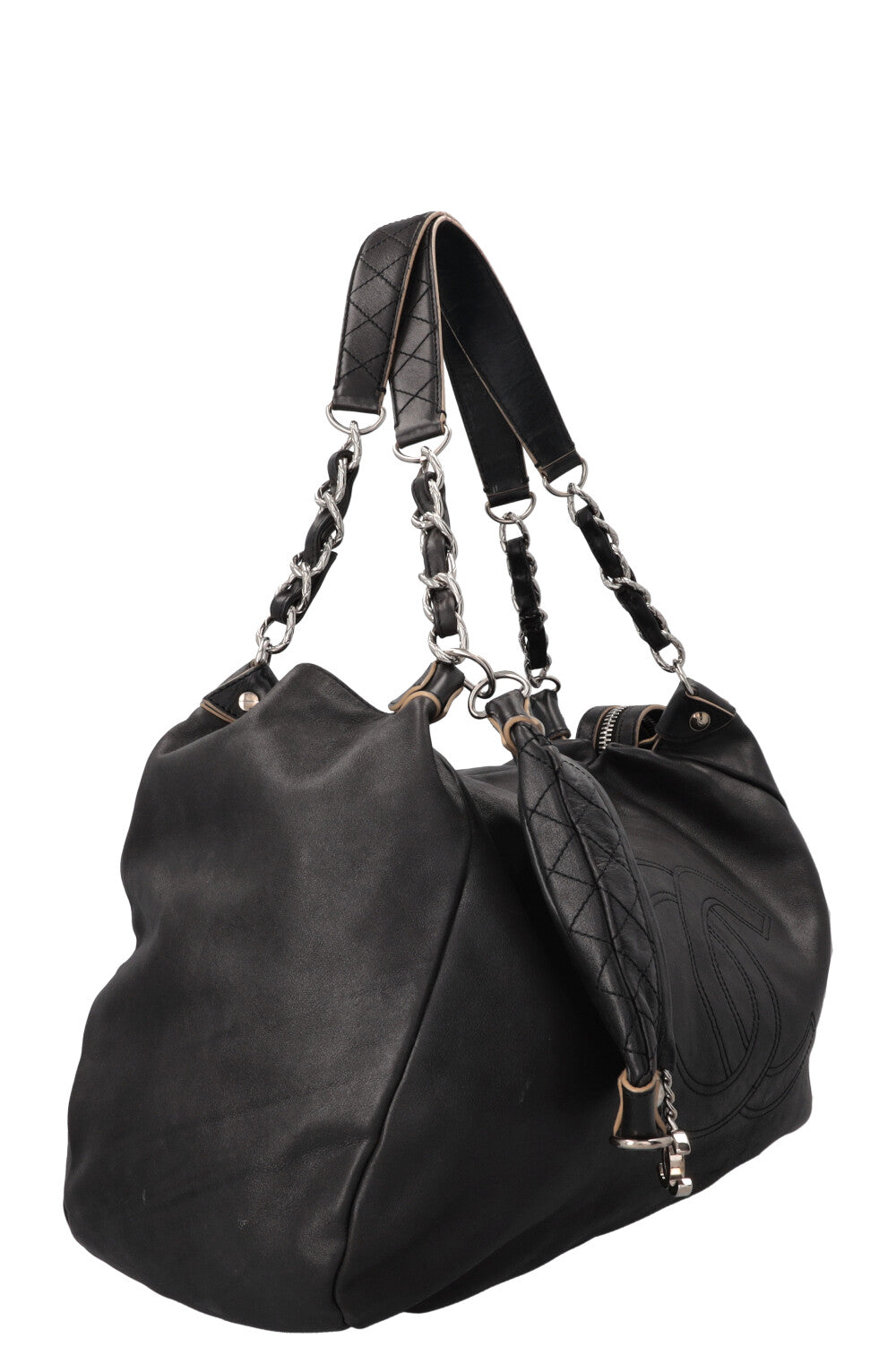 CHANEL CC Hobo Tote Leather Black