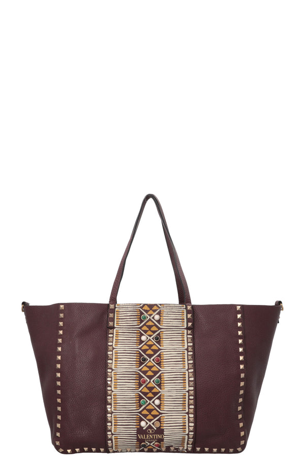 VALENTINO Rockstud Shopping Tote Bordeaux