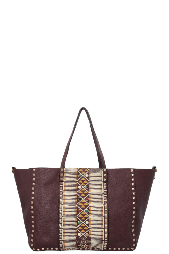 VALENTINO Rockstud Shopping Tote Bordeaux