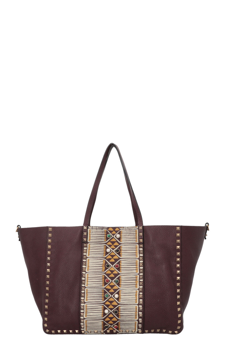 VALENTINO Rockstud Shopping Tote Bordeaux