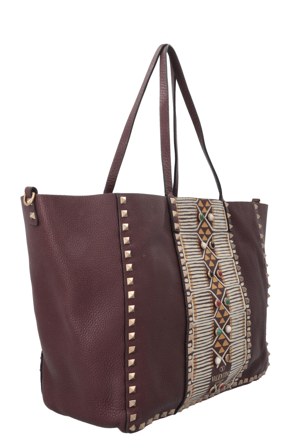 VALENTINO Rockstud Shopping Tote Bordeaux