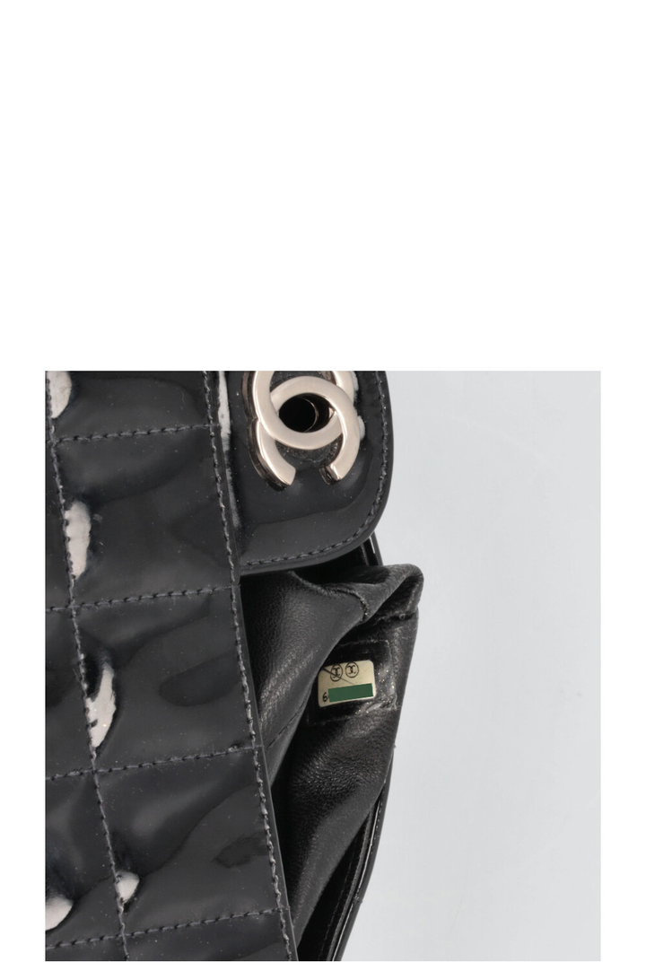 CHANEL Chocolate Bar Shoulder Bag Patent Black