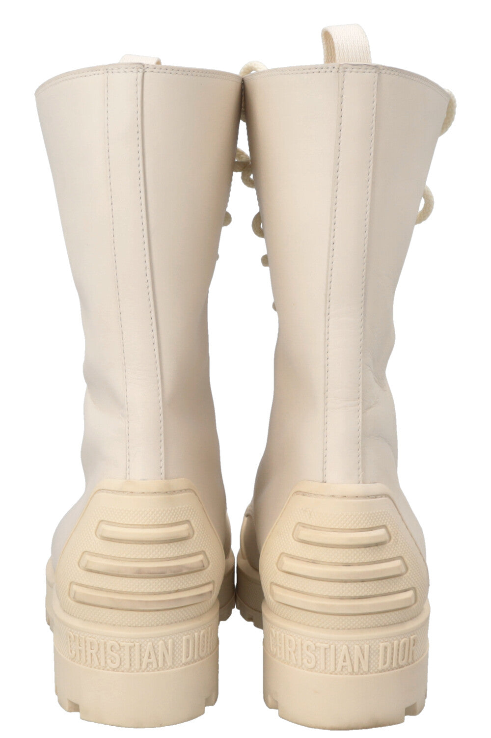 CHRISTIAN DIOR Combat Boots PVC Leather Ivory