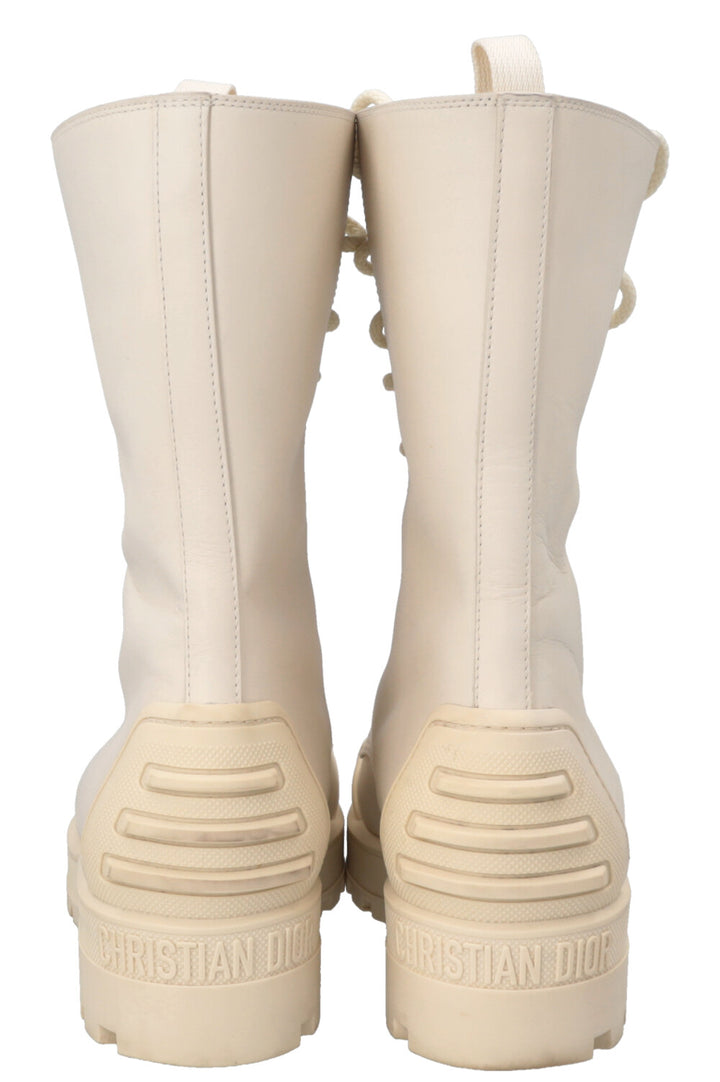 CHRISTIAN DIOR Combat Boots PVC Leather Ivory