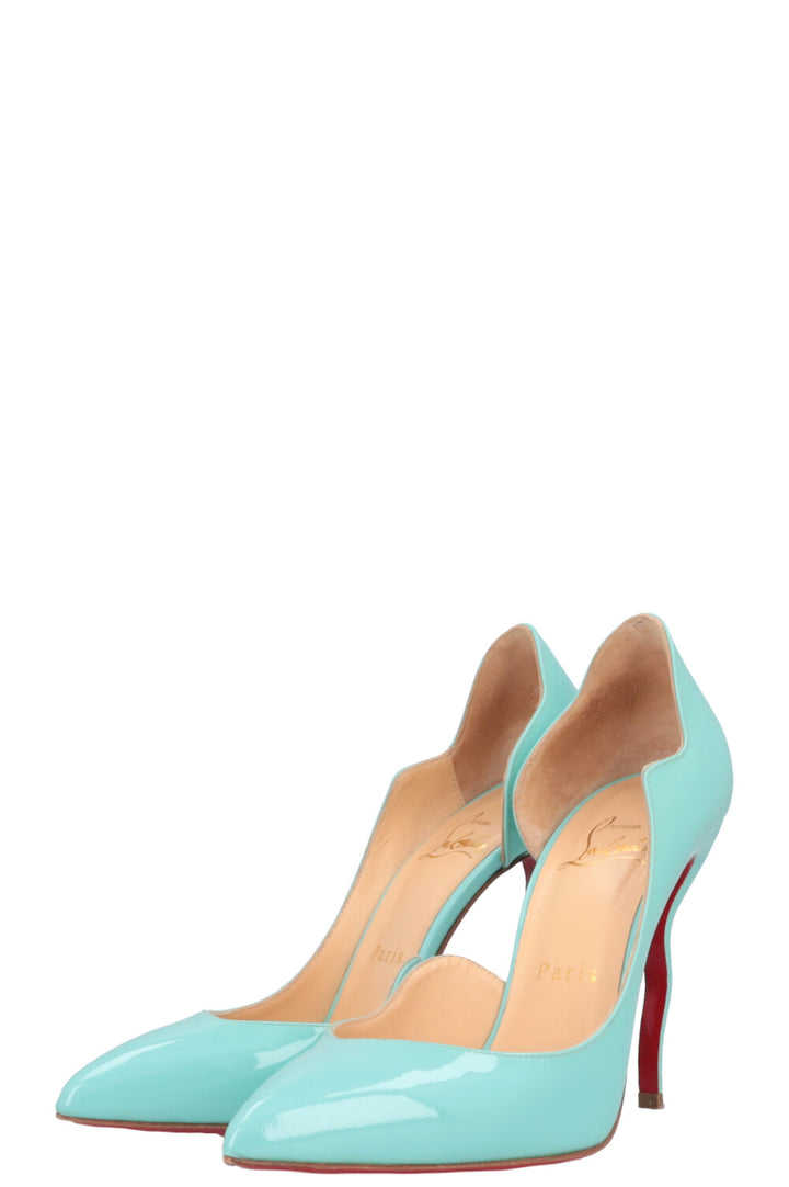 CHRISTIAN LOUBOUTIN Hot Chick Heels Patent Turqoise