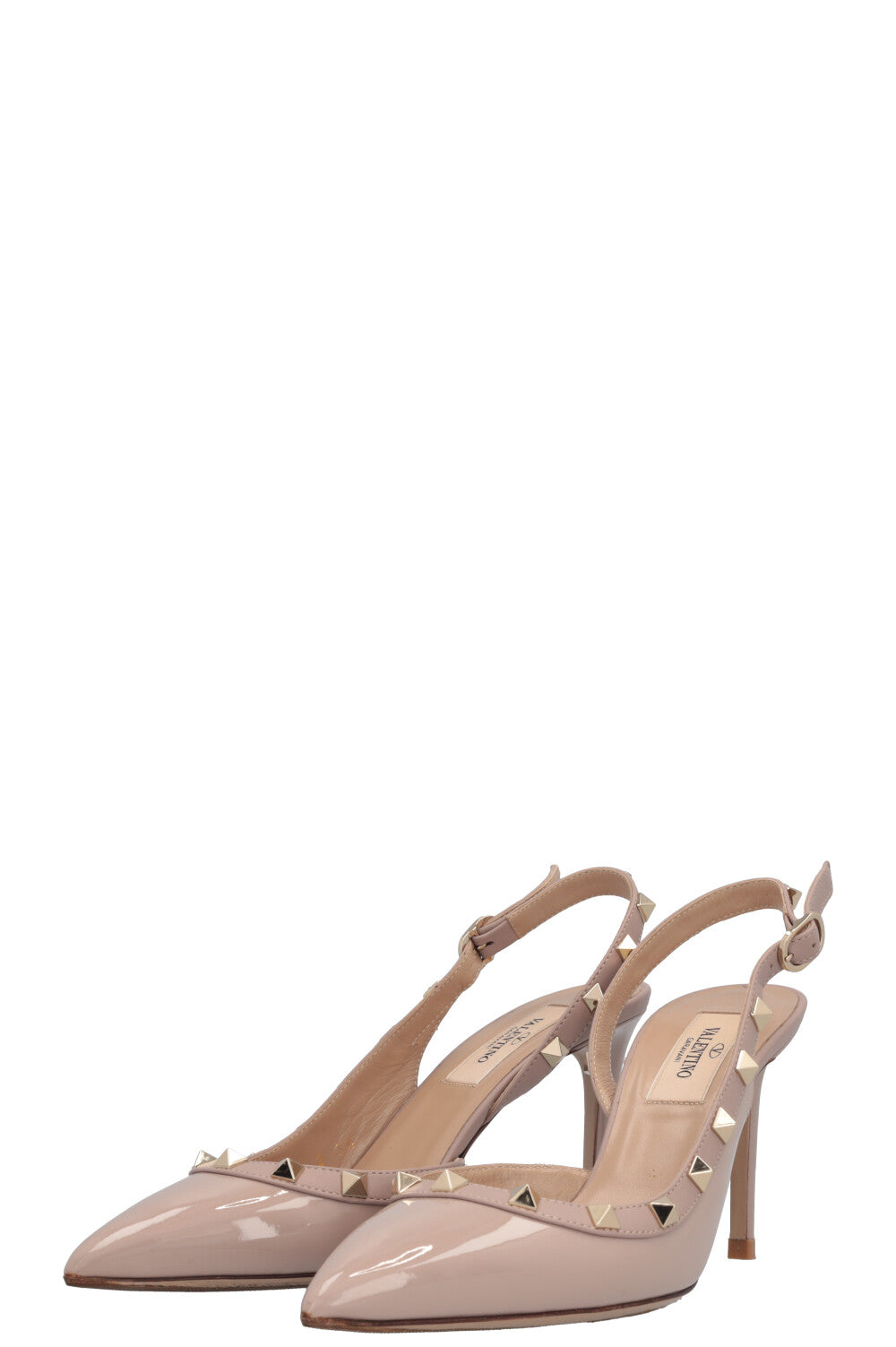 VALENTINO Rockstud Heels Patent Nude
