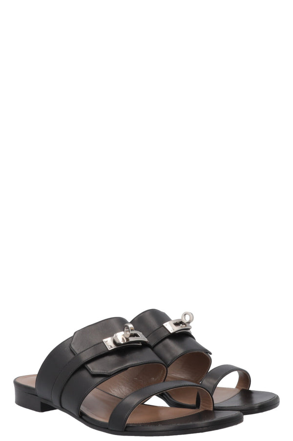 HERMÈS Avenue Flats Leather Black