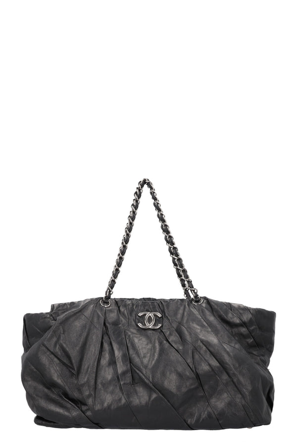 CHANEL Large CC Tote Bag Leather Black