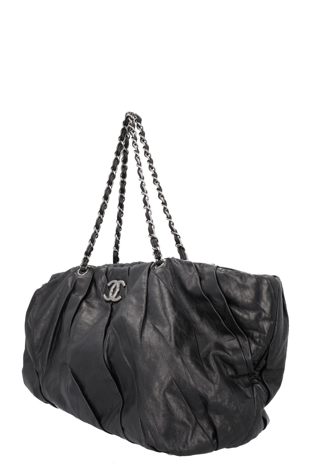 CHANEL Large CC Tote Bag Leather Black