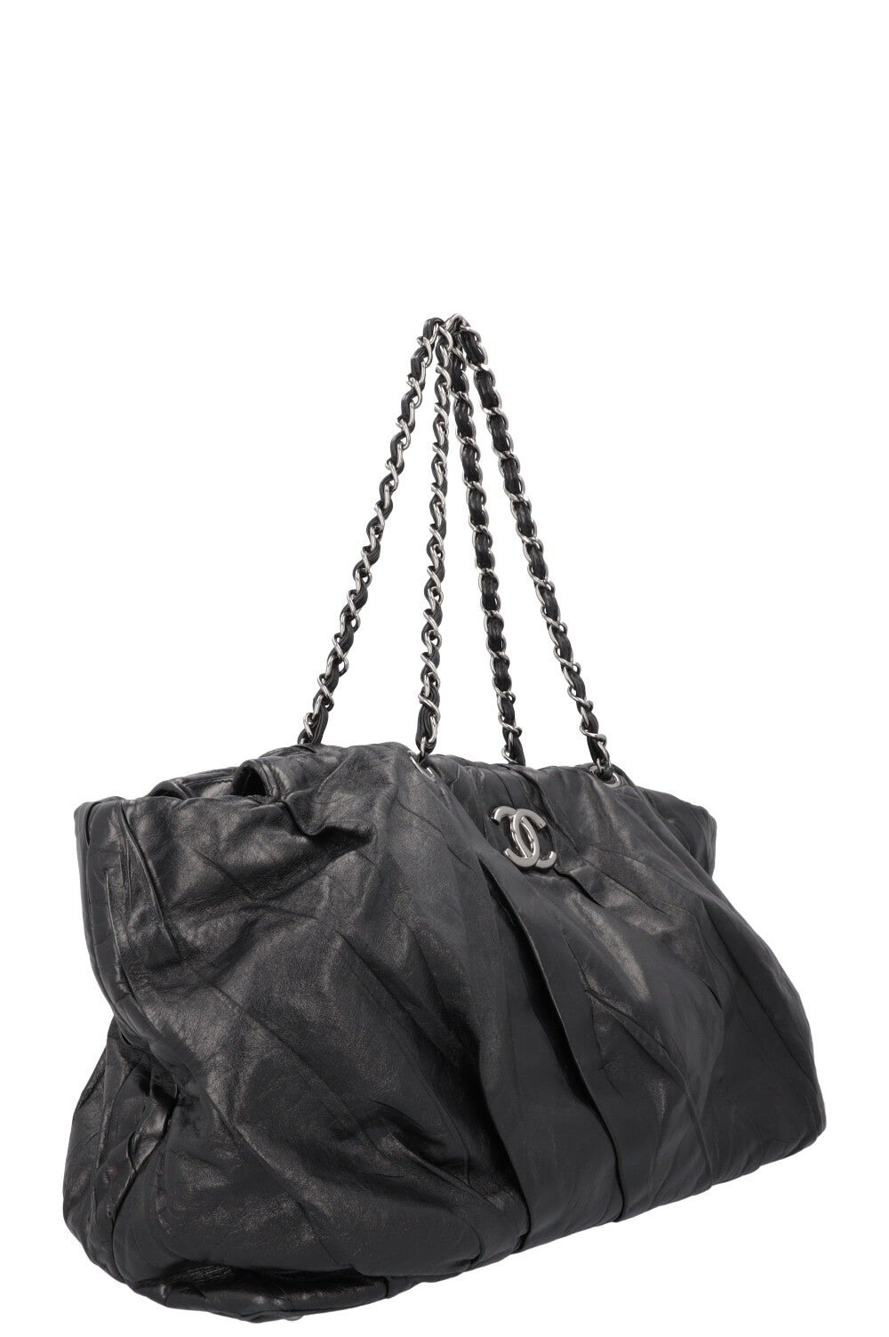 CHANEL Large CC Tote Bag Leather Black