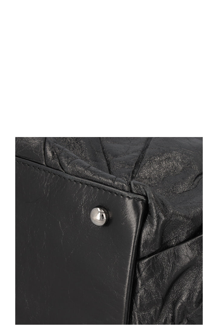 CHANEL Large CC Tote Bag Leather Black
