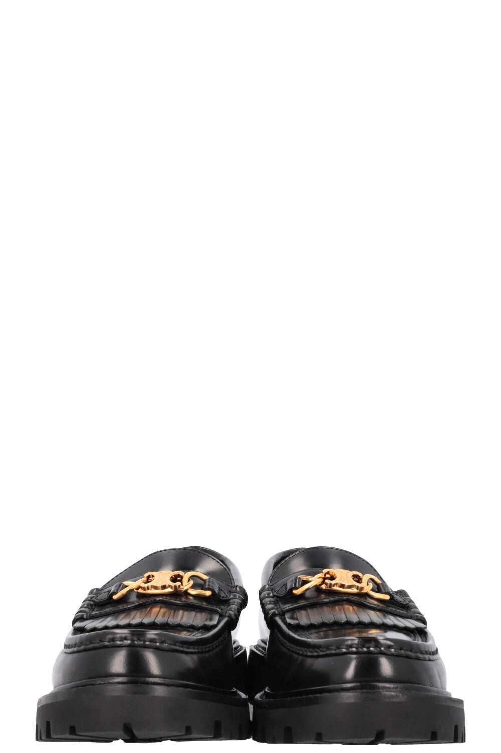CELINE Margaret Flats Leather Black Gold