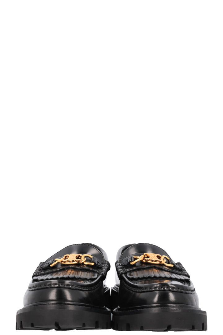 CELINE Margaret Flats Leather Black Gold