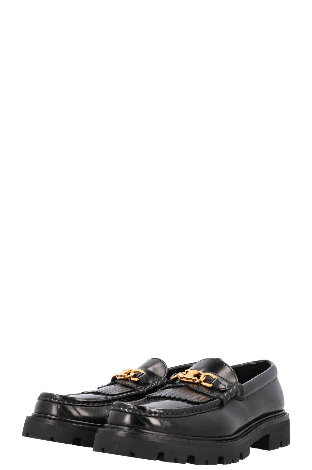 CELINE Margaret Flats Leather Black Gold