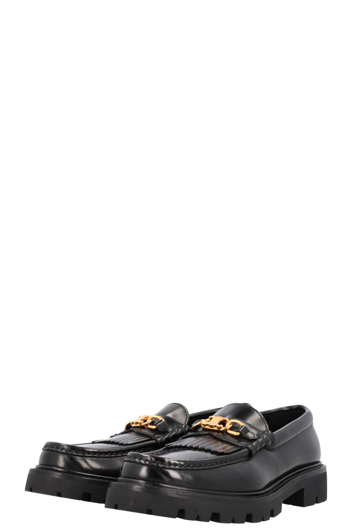 CELINE Margaret Flats Leather Black Gold