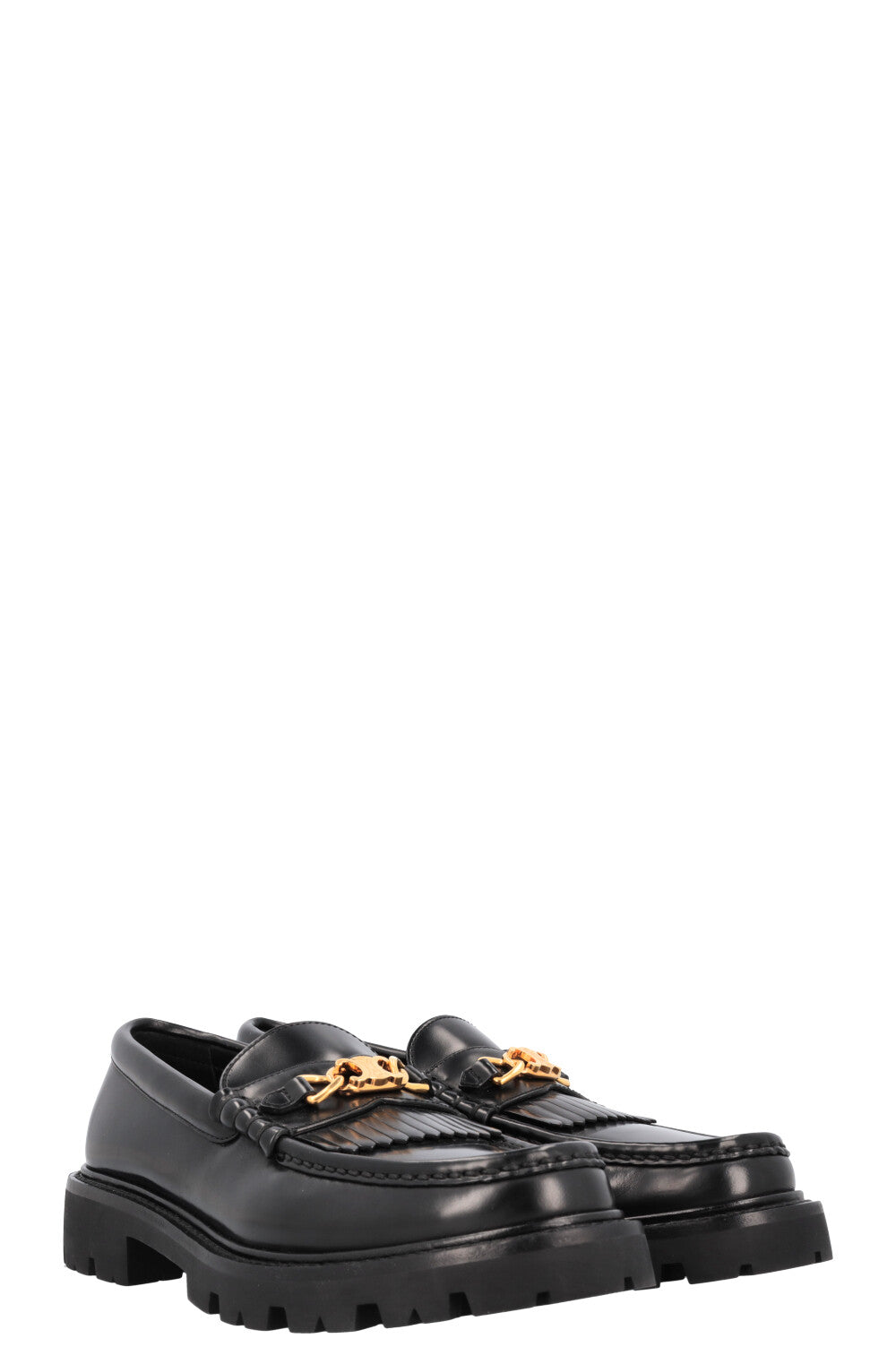 CELINE Margaret Flats Leather Black Gold