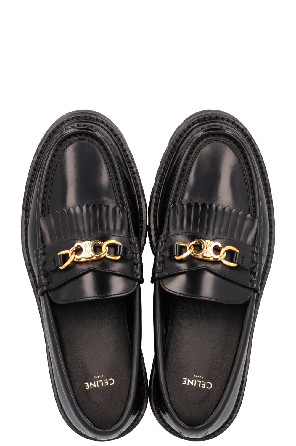 CELINE Margaret Flats Leather Black Gold