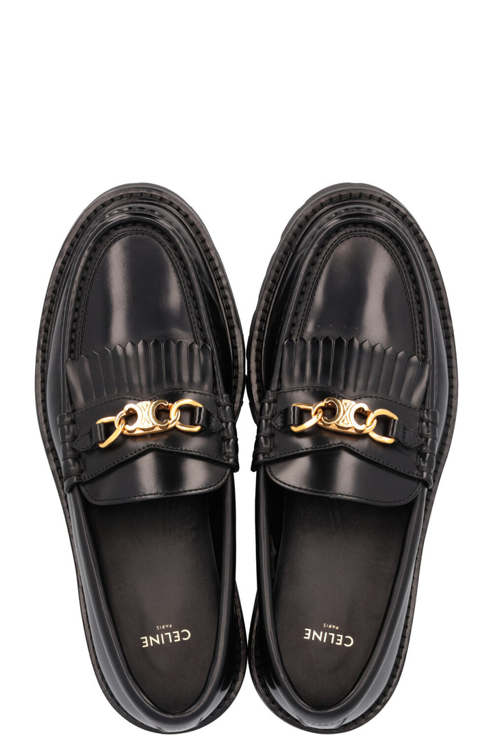 CELINE Margaret Flats Leather Black Gold