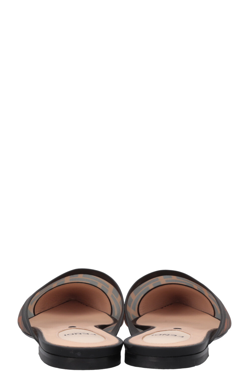 FENDI Mules en maille Colibri à imprimé Zucca Marron