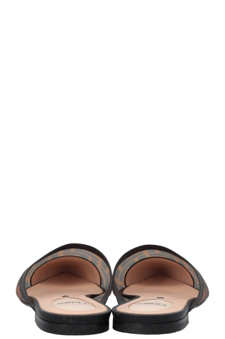 FENDI Mules en maille Colibri à imprimé Zucca Marron