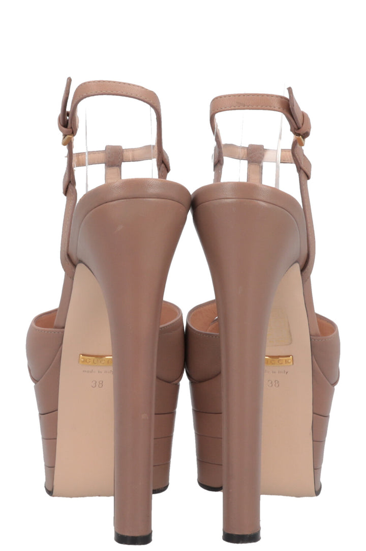 GUCCI Talons Plateforme Cuir Beige