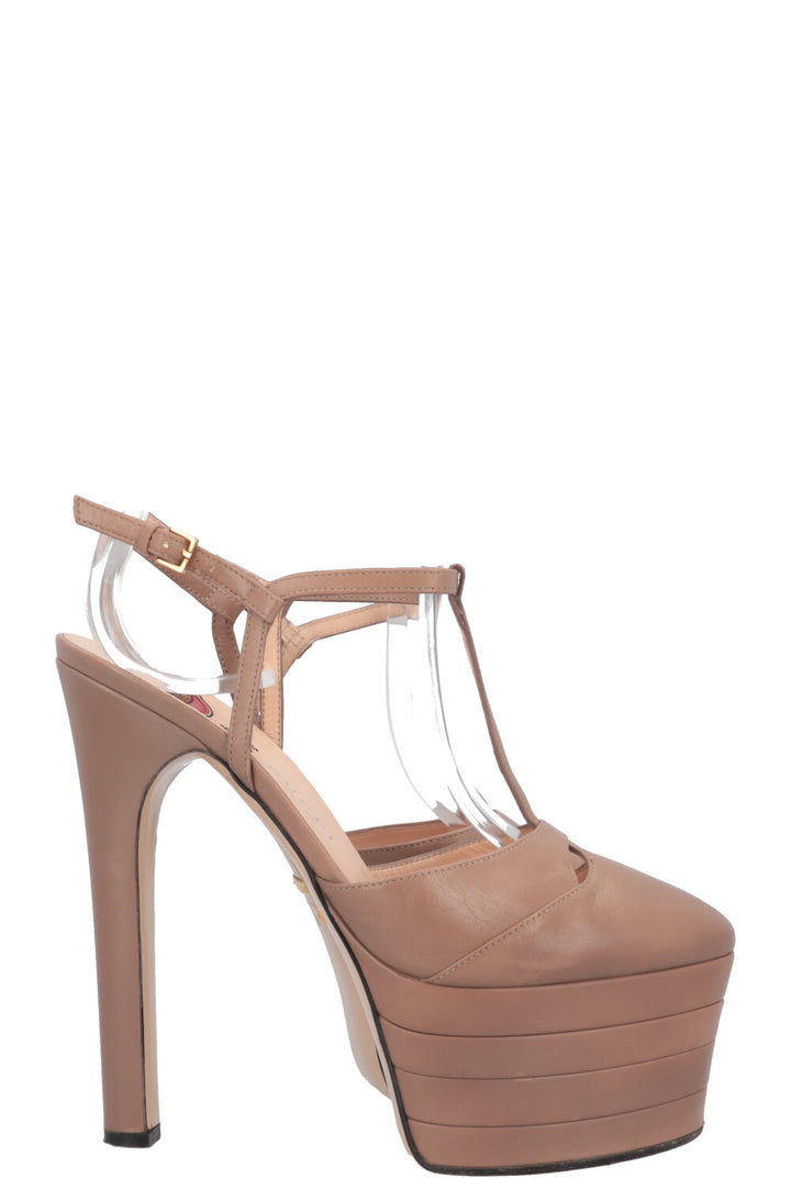 GUCCI Talons Plateforme Cuir Beige