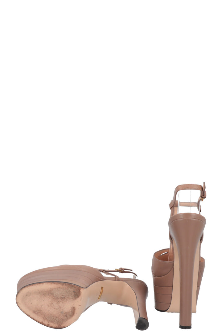 GUCCI Talons Plateforme Cuir Beige