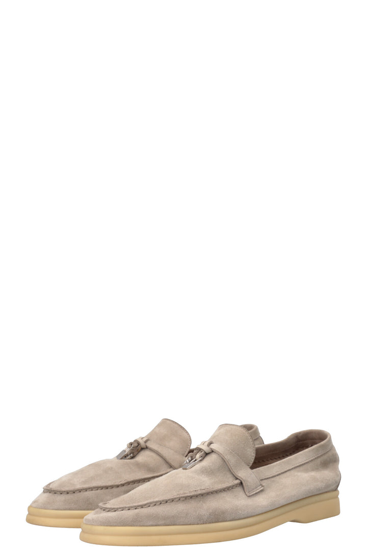 LORO PIANA Summer Walk Loafers Suede Grey