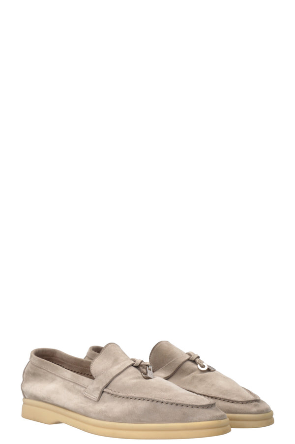 Mocassins Summer Walk en daim gris LORO PIANA