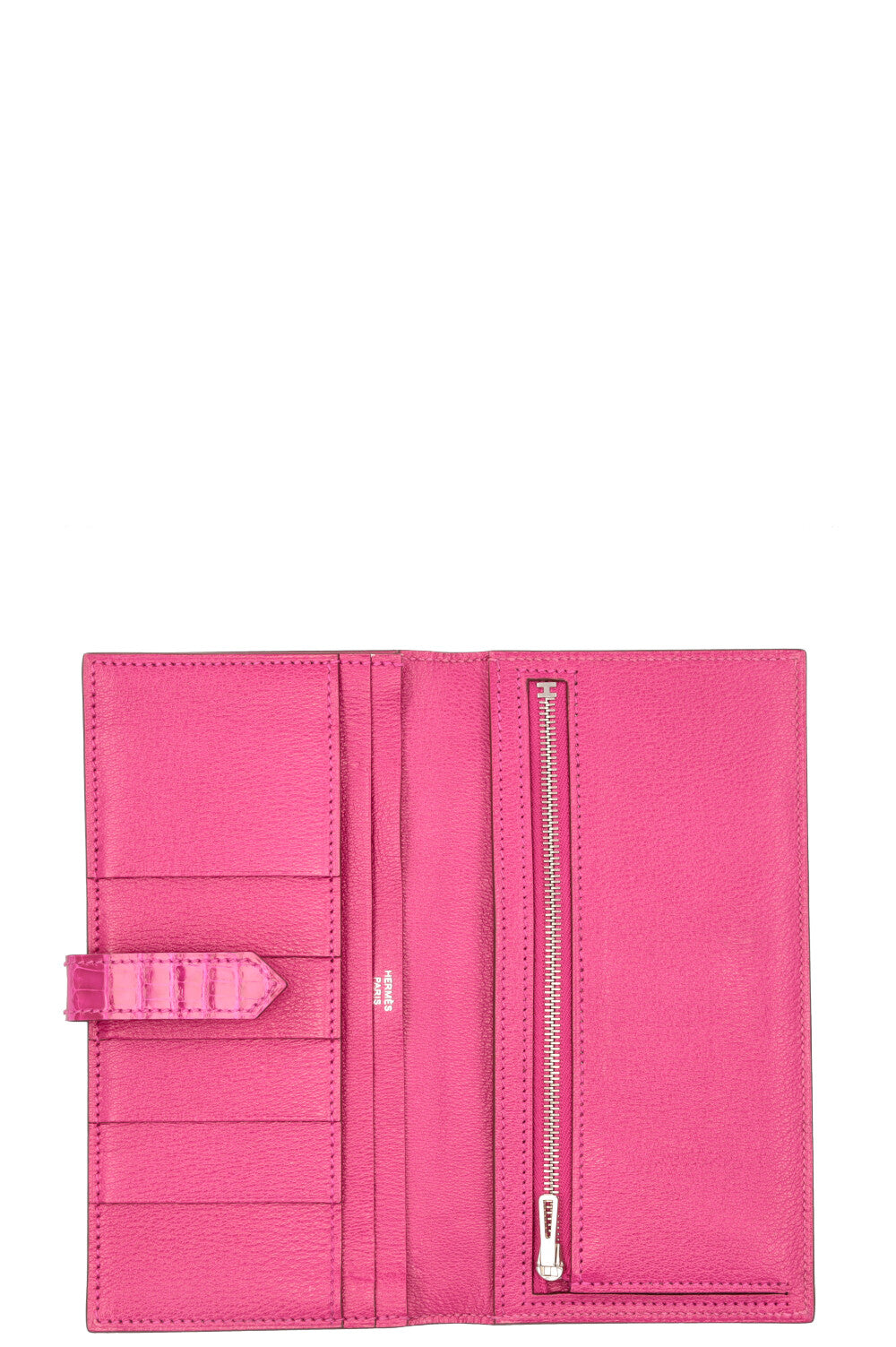HERMÈS Béarn Wallet Mississippiensis Alligatore Rose Shéhérazade