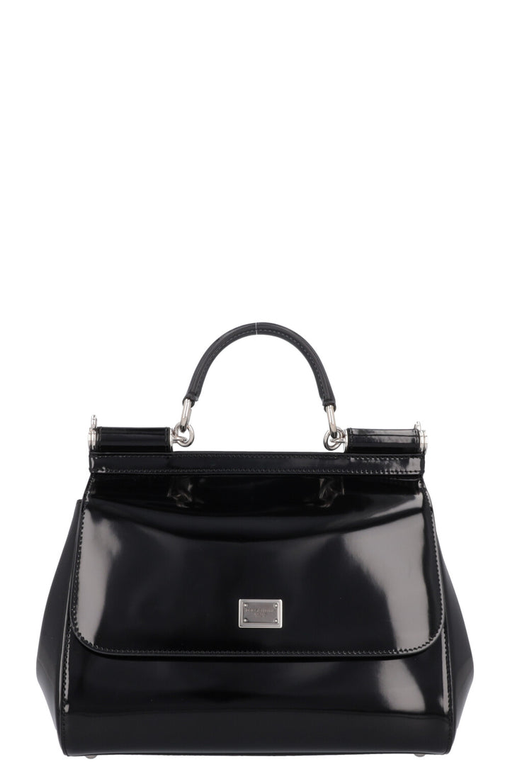 DOLCE&GABBANA Sicily Medium Bag Patent Black