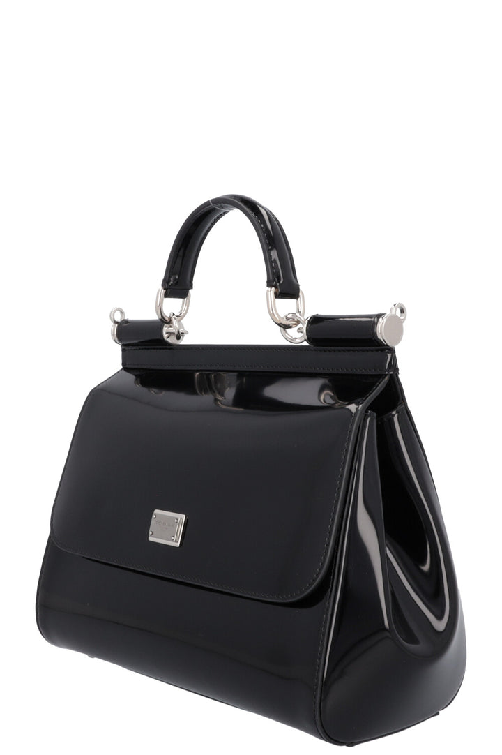 DOLCE&GABBANA Sicily Medium Bag Patent Black