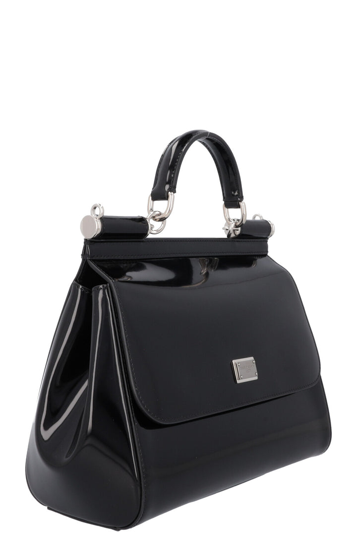DOLCE&GABBANA Sicily Medium Bag Patent Black