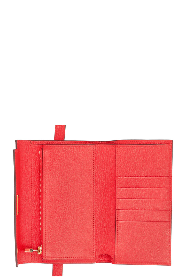 HERMÈS Kelly Wallet Chevre Mysore Rouge Coeur