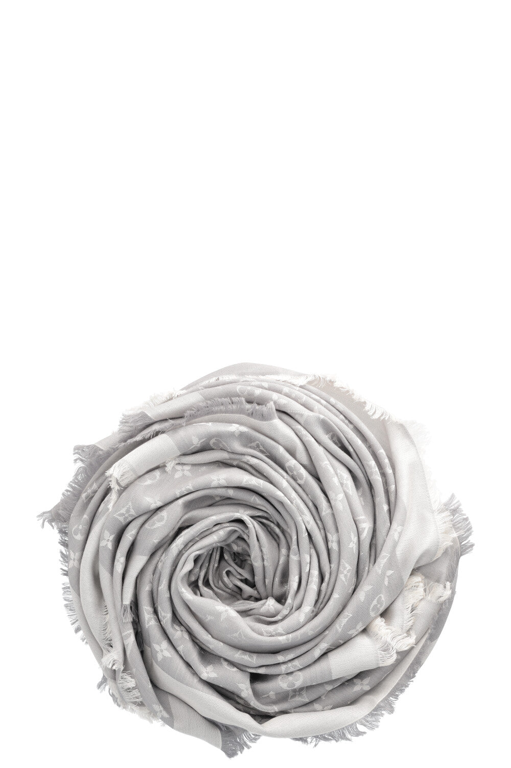 LOUIS VUITTON Scarf Wool Silk MNG Grey