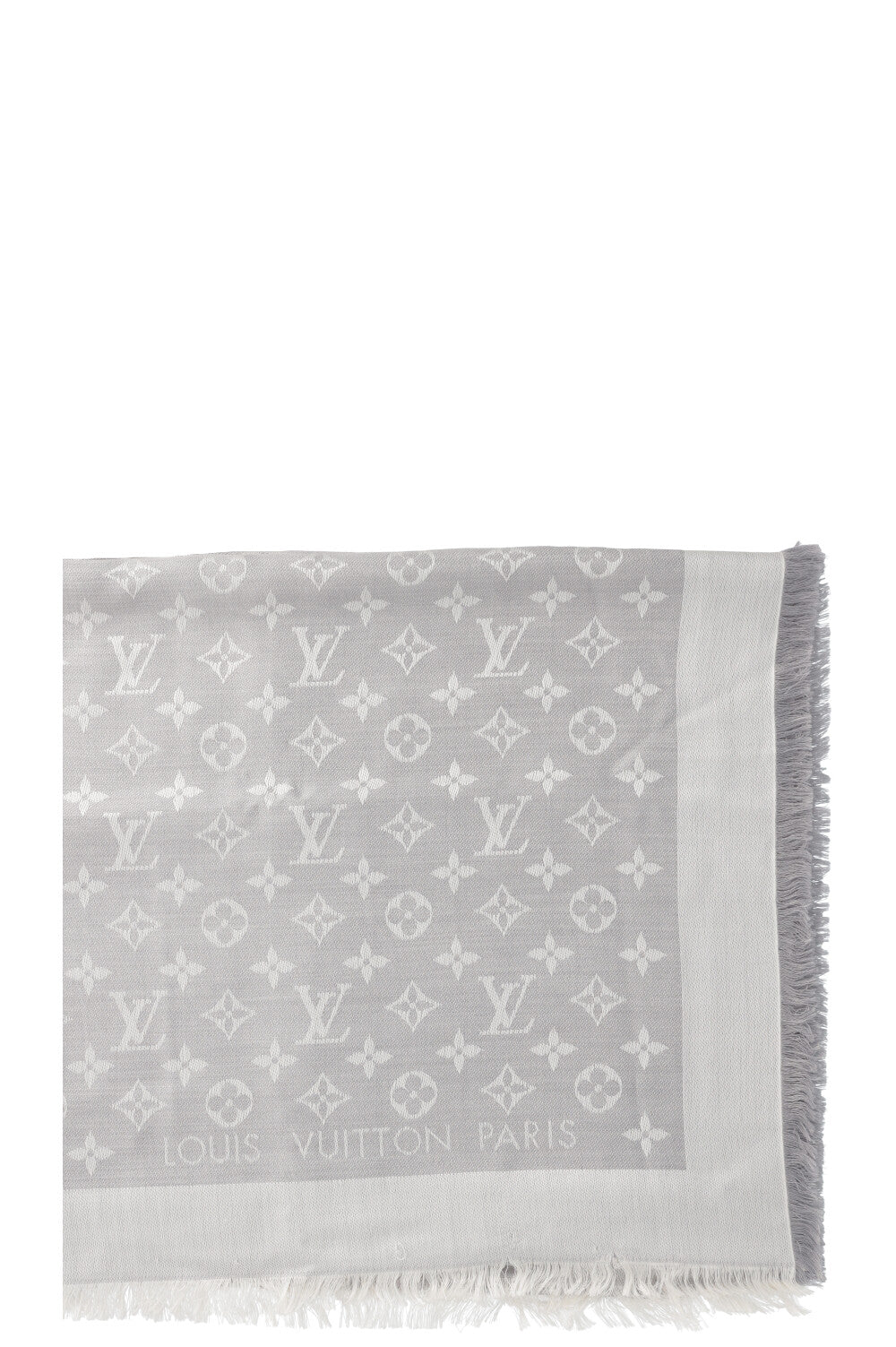LOUIS VUITTON Scarf Wool Silk MNG Grey